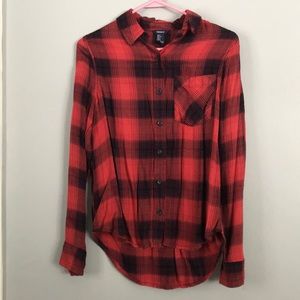 Black and orange button down shirt